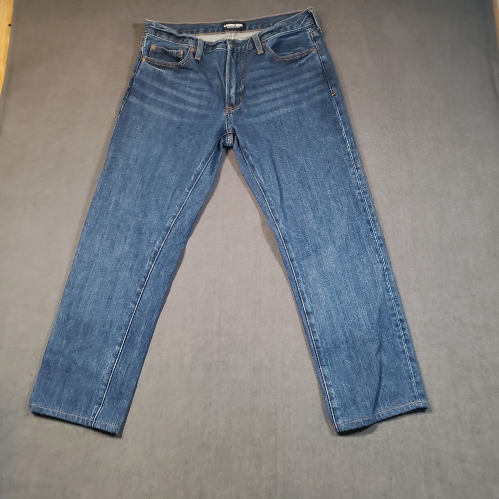 Lands' End Square Rigger Jeans Mens 31x 25.5" Blue Straight Fit Cotton Denim